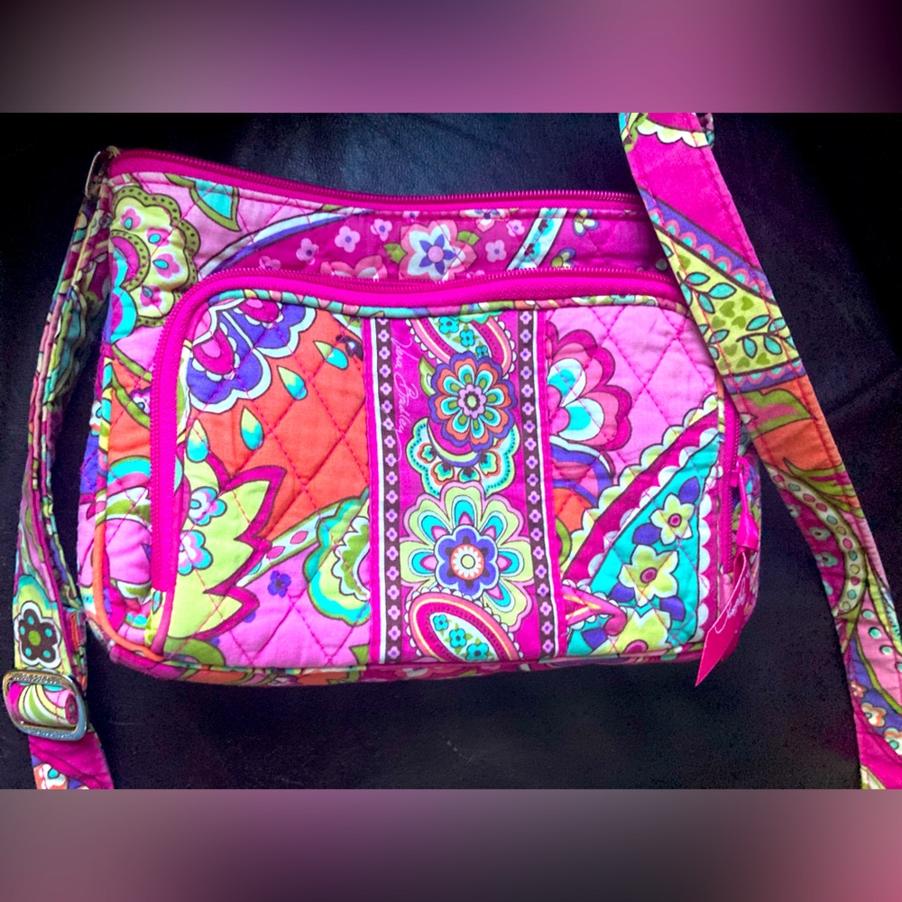 Vintage Vera Bradley pink swirls paisley hipster cross body purse
